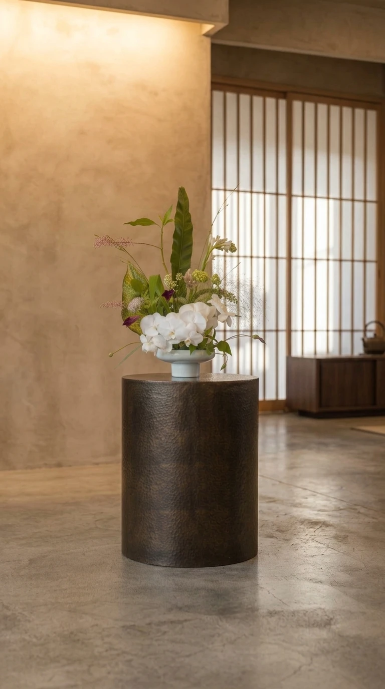 Botanical floral display in an architectural interior